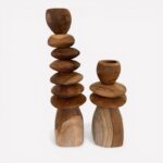 Houten Kandelaar met Organische Vorm – Uniek Design in Twee Maten