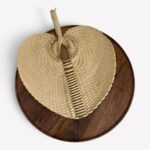 Gevlochten Waaier Hart Naturel 37cm