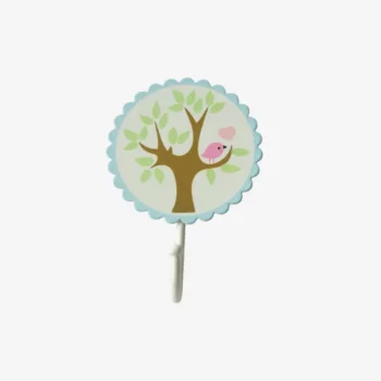 Kapstokhaakje Boom en Vogel Blauw Kinderkamer